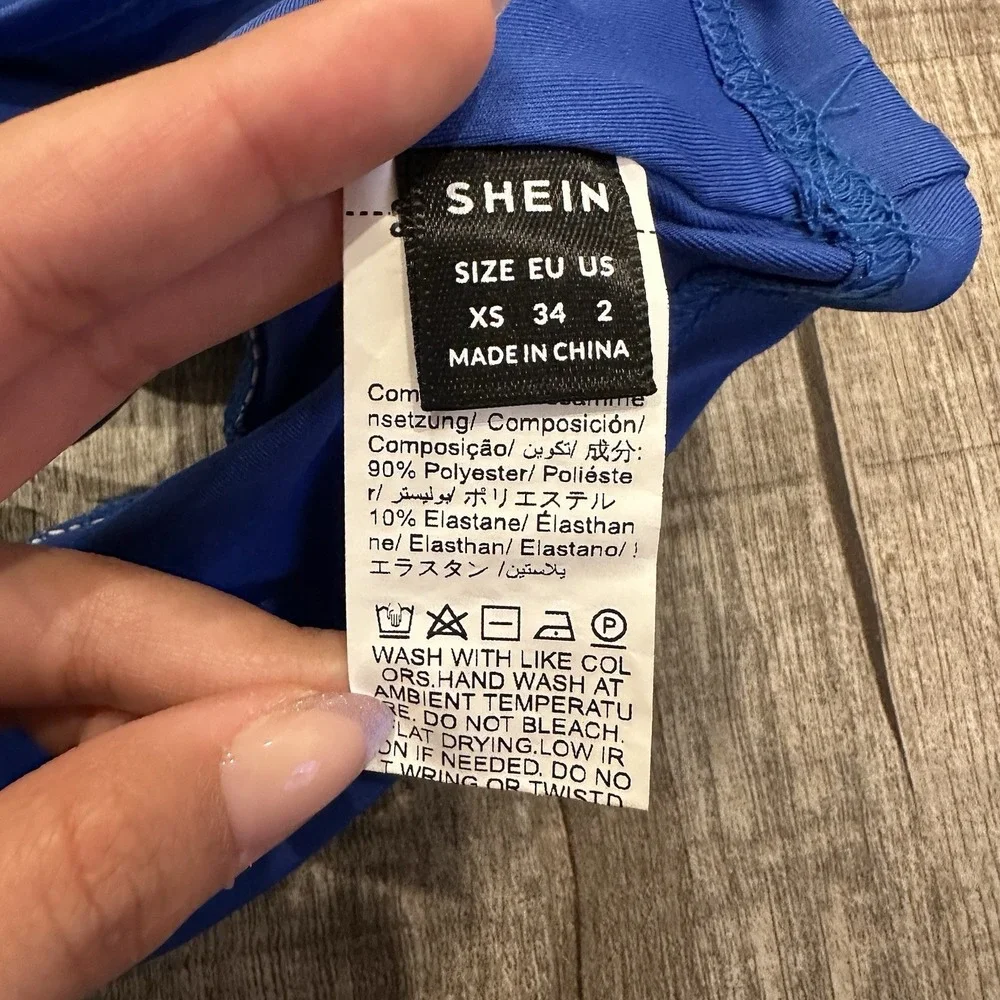 SHEIN Blue Strappy Back Cami‎ Tank Top Size Xs Spaghetti Strap Y2K Club Party - Picture 4 of 7